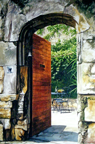 CHATEAUNEUF COURTYARD - ORIGINAL PAINTING