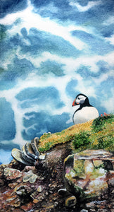 ABOVE THE SWELL - PUFFIN - ORIGINAL PAINTING