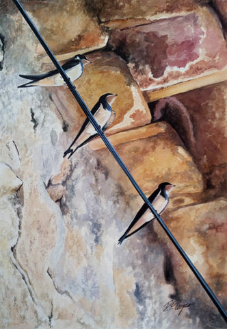 SWALLOWS IN THE SHADE - ORIGINAL PAINTING