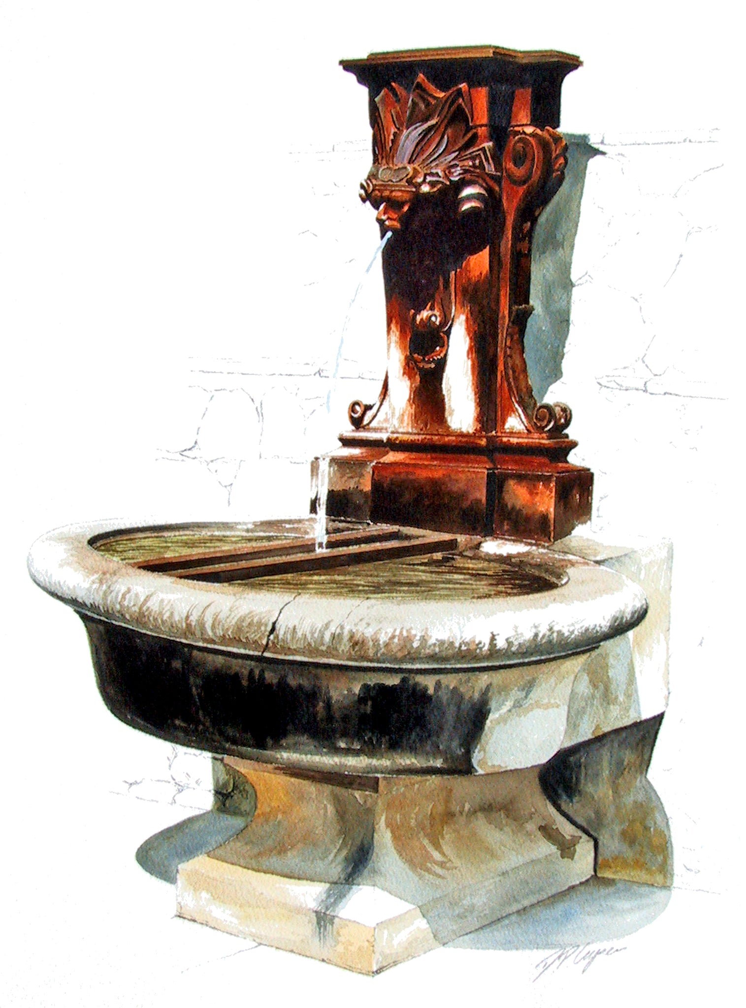 CHATEAUNEUF FOUNTAIN - ORIGINAL PAINTING